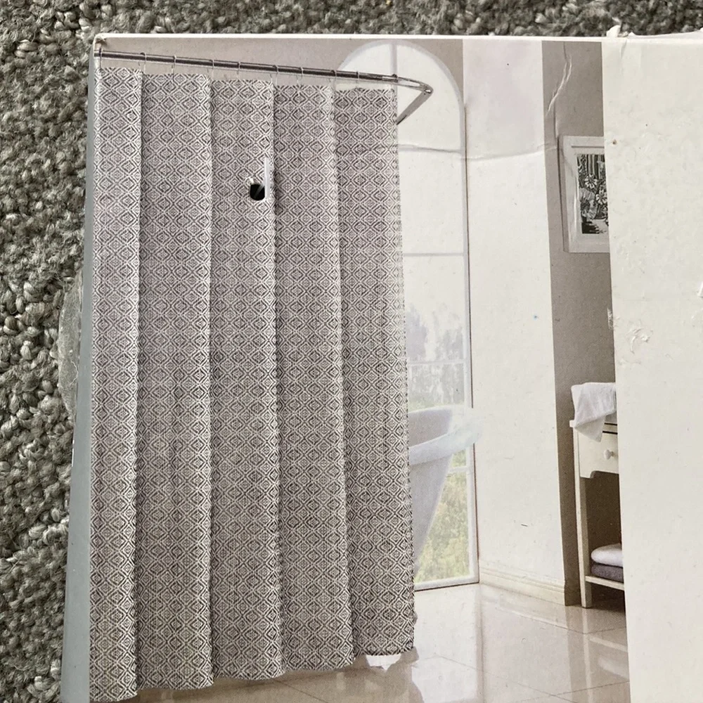Envogue NCY Dana Textured Back and White Shower Curtain